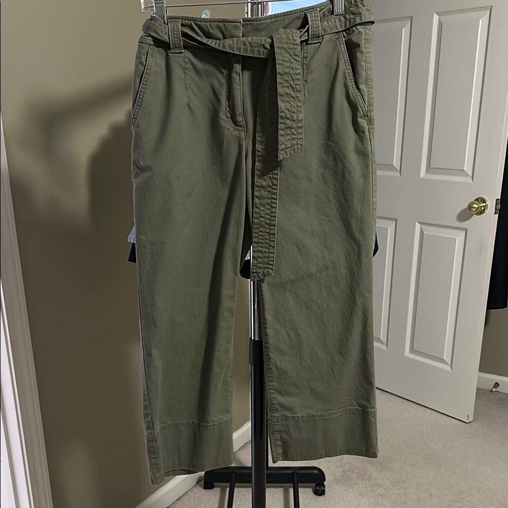 LOFT Cropped Wide Leg Pants with Belt